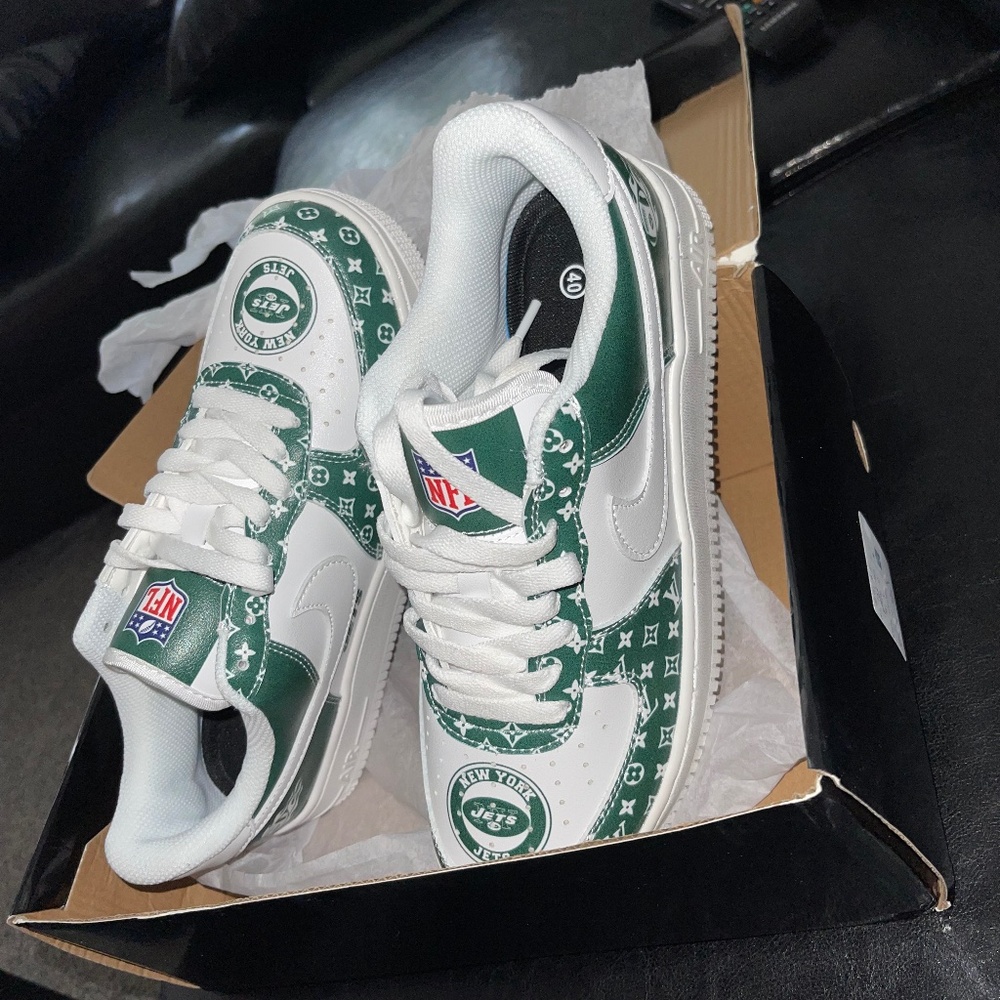 Customized Nike  NFL Jets LV Air Forces